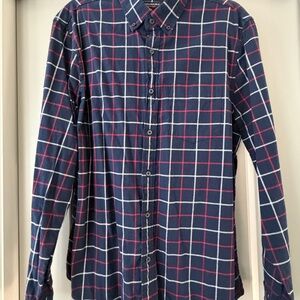 Banana Republic Navy and Red Plaid Shirt